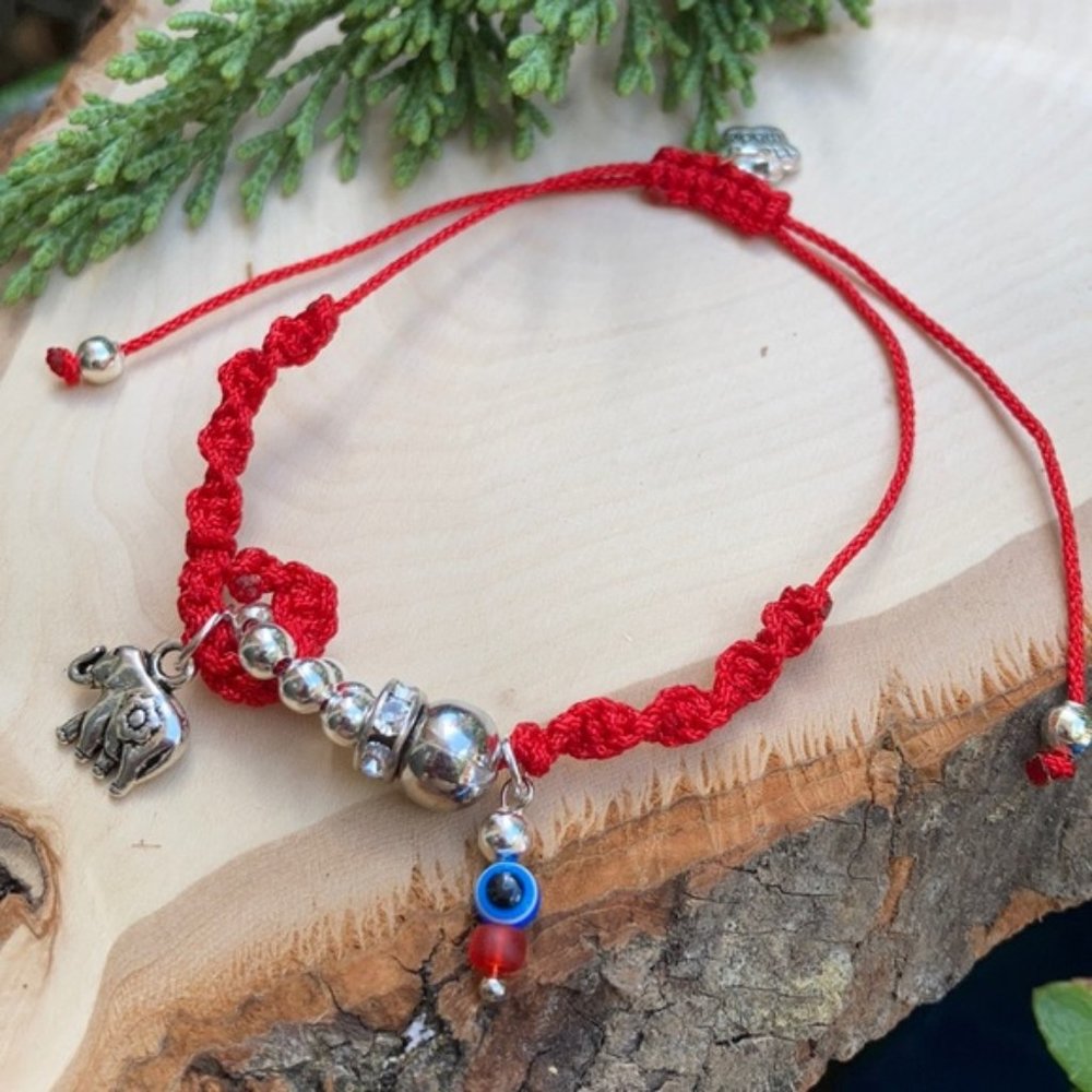 Evil Eye Elephant macrame protection bracelet